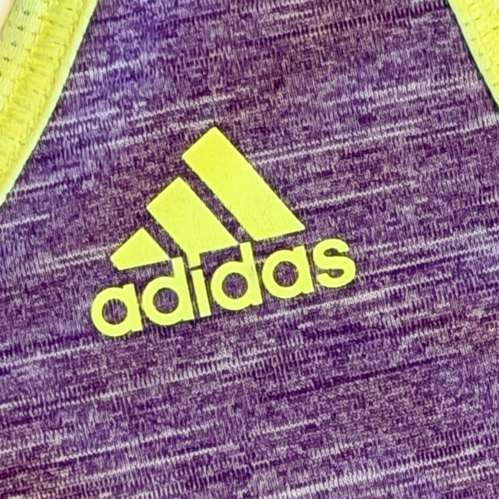 Adidas Climalite Tank “Baby Bro”Purple Heather with bright yellow trim - Picture 3 of 11